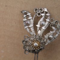 Възрожденска сребърна игла с позлата, снимка 5 - Антикварни и старинни предмети - 44403594