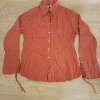 Елегантна дамска оранжева риза с камъчета и ексцентрично закопчаване, снимка 13 - Ризи - 38844508
