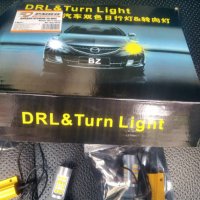 LED Диодни дневни светлини крушки с мигач DRL + Turn Light мигач и габарити в едно 2x20W, снимка 1 - Аксесоари и консумативи - 34076891