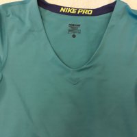 NIKE- спортна тениска с къс ръкав , еластична, маркова, тюркоаз с диагонален надпис, снимка 6 - Спортни екипи - 37258175