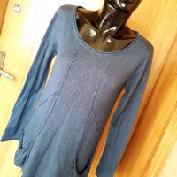 Тъмно синя блуза туника плетиво Л, снимка 1 - Блузи с дълъг ръкав и пуловери - 34279583