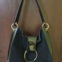 Черна дамска чанта SaraPen от естествен велур и лак, снимка 7 - Чанти - 44223355