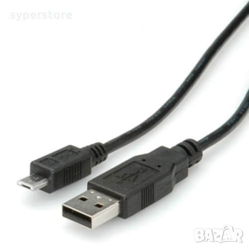 Кабел USB-A към Micro USB-B 2.0 Roline 11.02.8754 Черен USB-A to Micro USB-B M/M, снимка 1