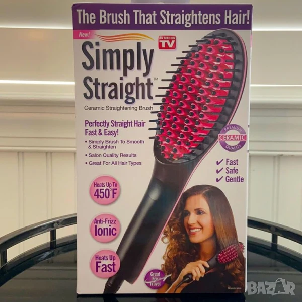 Четка за изправяне и изсушаване с LCD дисплей и 3D керамични цилиндри, снимка 1