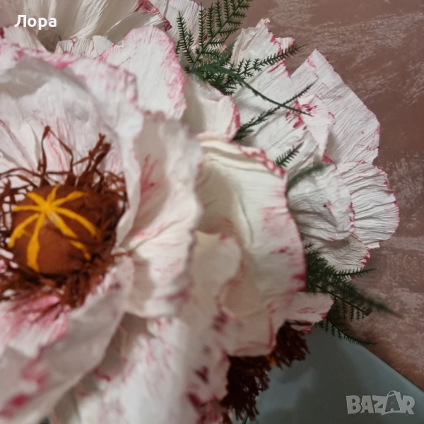 🌺 Арт композиция „Цъфтеж в крем и рубин“ от арт ателие Lollipop, снимка 1