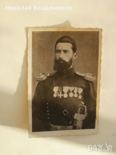 Стара снимка на български офицер военен кап.Васил Г. Попов, снимка 1