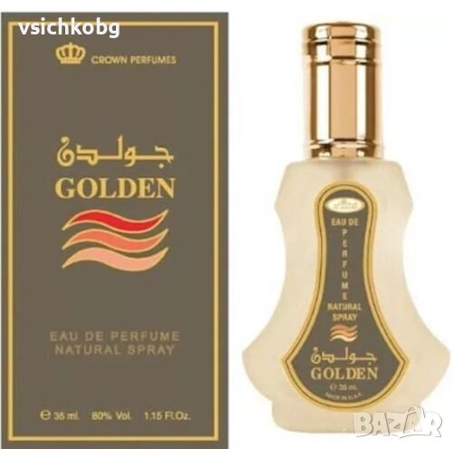 Дълготраен арабски парфюм Al Rehab Golden 35ml Аромат на дървото Оуд  (oud), кехлибар, флорални нотк, снимка 1