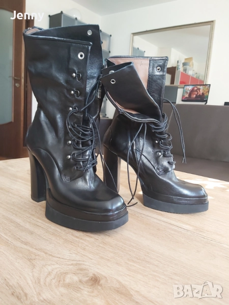 Високи дамски обувки от естествена кожа, снимка 1