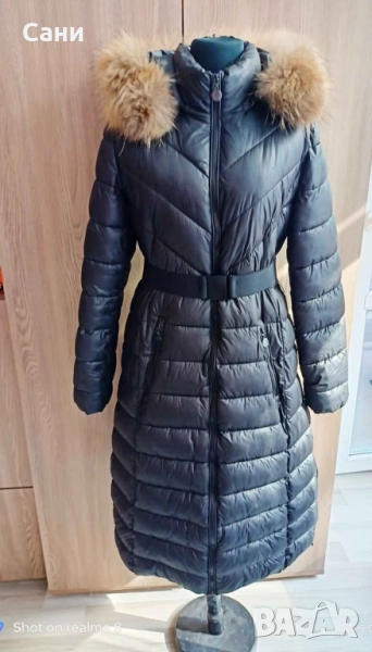 Дълго зимно яке с естествен пух, снимка 1