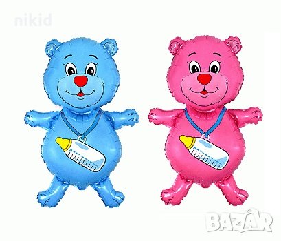 Грижовните мечета The Care Bears мече синьо розово малък фолио фолиев балон хелий и въздух, снимка 1
