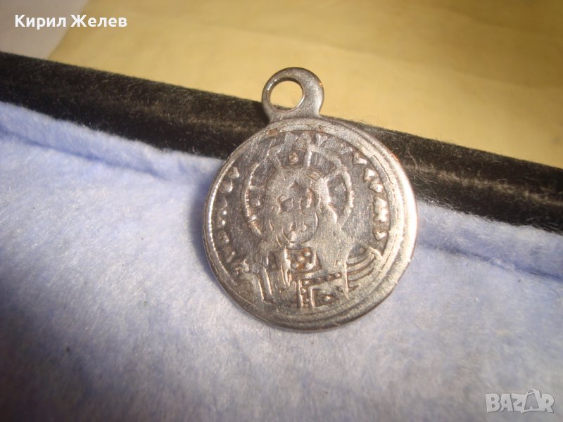 СТАРО РЯДКО ДВУСТРАННО ПОСРЕБРЕНО МЕДАЛЬОНЧЕ ТИП ПЕНДАР - КОПИЕ на СТАРИННА МОНЕТА 65211, снимка 1