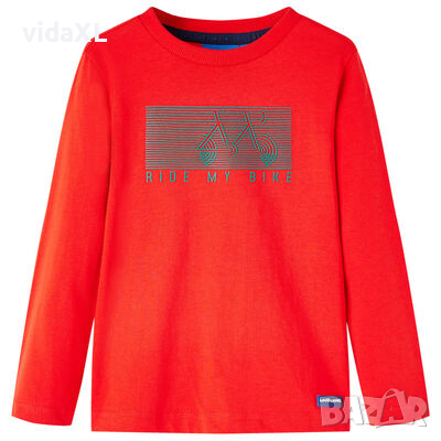 Детска тениска с дълъг ръкав, червена, 128（SKU:13102, снимка 1