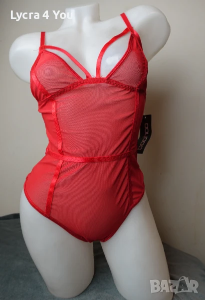 Boohoo S ново червено тюлено боди, снимка 1