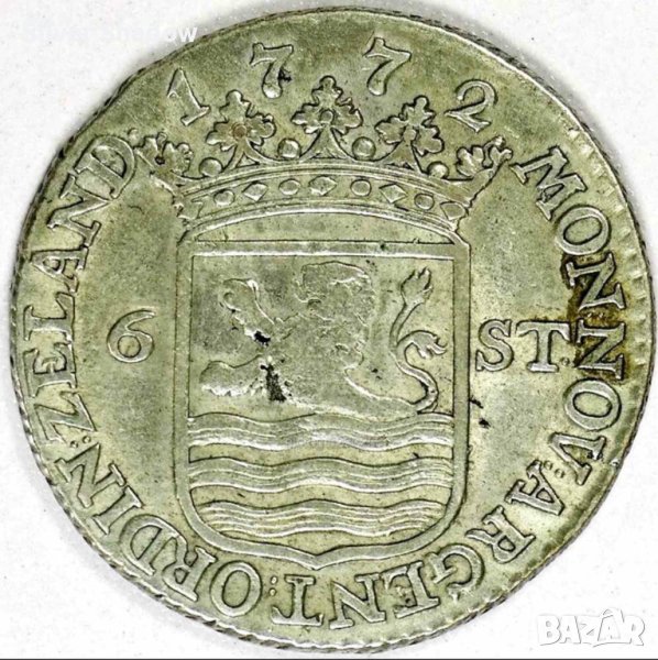 Монета Нидерландия 6 Стювера 1772 г., снимка 1