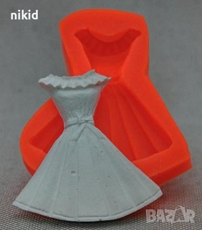 Сладка вталена рокля дамска силиконов молд форма фондан шоколад гипс, снимка 1