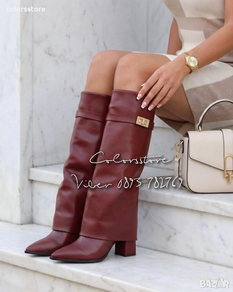 Ботуши на ток - бордо кожа - KD105

, снимка 1