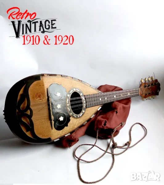 фин античен 8-струнен КОМПАНИЯ ROSARIO PORTO bowlback MANDOLIN Италия CATANIA, снимка 1