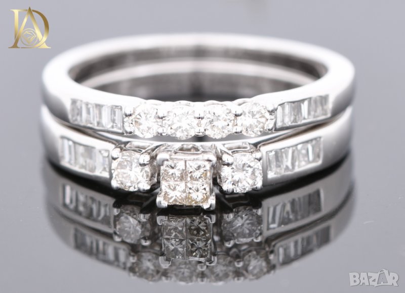 Нов Сет от Два Златни Пръстена с 0.55кт Естествени Нетретирани Диаманти, снимка 1