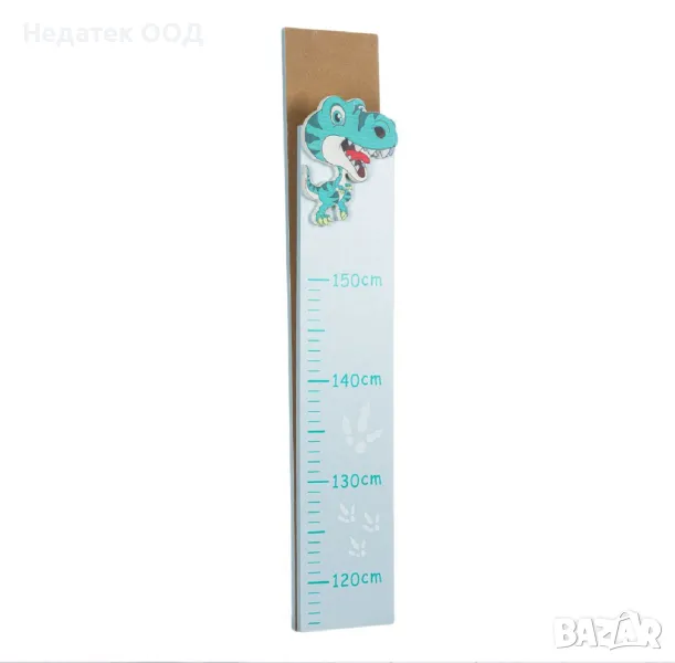 Ръстомер за стена, Динозавър, Дървен ,115x13x0.8 см, Син, снимка 1
