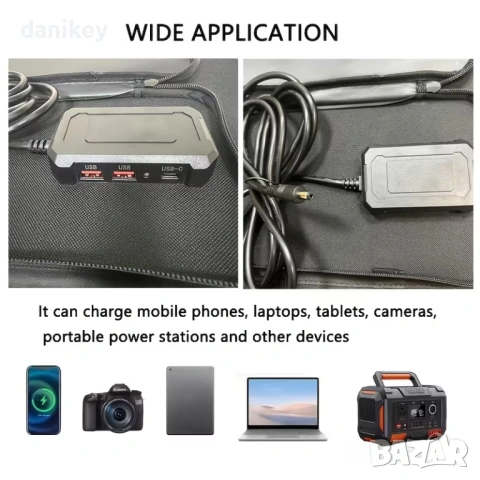 Мощен Сгъваем Соларен Панел 120W – Монокристален | USB-C, XT60, DC за Къмпинг, снимка 4 - Къмпинг осветление - 54152494