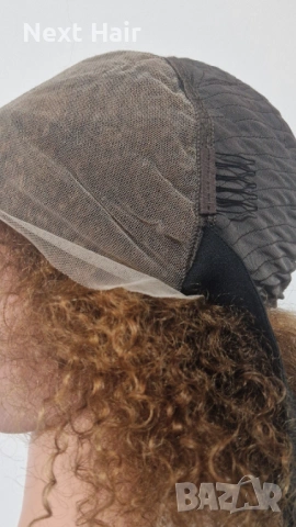 Къса естествена афро перука с обем - кафява с руси кичури | Lace Front 13x4, снимка 7 - Аксесоари за коса - 53287354