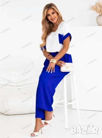 Дамски комплект от блуза и широки панталони Trishna, 14цвята , снимка 14 - Комплекти - 51207561