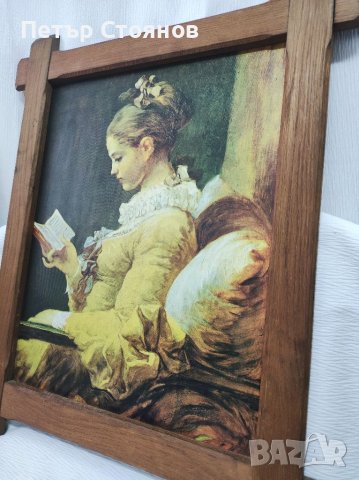 Репродукция на картината "Четящо момиче"-художник Жан Оноре Фрагонар, снимка 2 - Картини - 37780006