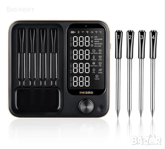 Inkbird INT-14 BW безжичен смарт термометър за месо с 4 сонди, WiFi и Bluetooth
