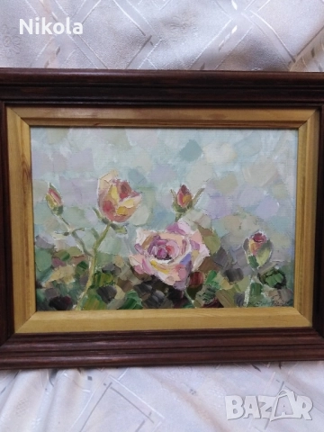 Цветя - Авторска картина на худ. Йохан Радев, снимка 4 - Антикварни и старинни предмети - 51999019