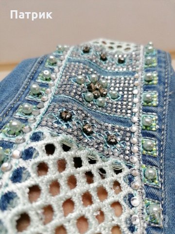 Дамски дънки с камъни и перли, снимка 6 - Дънки - 31499299