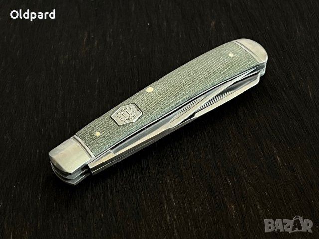 Колекционерски джобен сгъваем нож с две остриета RR Trapper Green Micarta. (RR1990), снимка 2 - Ножове - 42457667