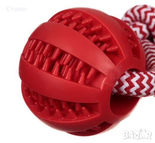Въжена играчка за куче с лакомство, червена - 31 см, снимка 2 - За кучета - 42350829