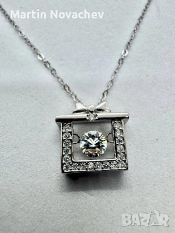 Сребърно колие с мойсанит (Диамант) 0.5 карата, снимка 7 - Колиета, медальони, синджири - 52619461