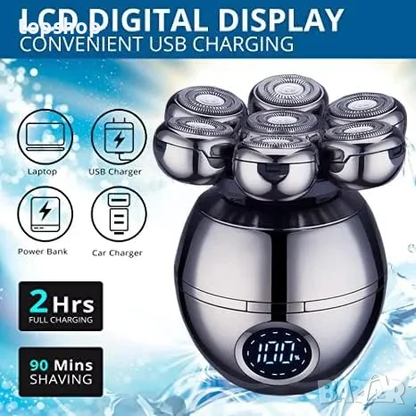 НОВА RQ8870 Самобръсначка за мъже 5 в 1, сухо и мокро USB C, Акумулаторна IPX5 Водоустойчива, снимка 9 - Тримери - 50555766