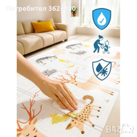Бебешко двулицево килимче водоустойчиво 4853, снимка 5 - Стоки за близнаци - 53305983