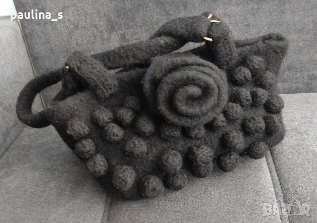  Винтидж бутик / ръчно изработена чанта от агнешка вълна, снимка 3 - Чанти - 30220816