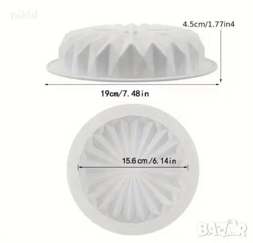 Оригами триъгълници  кръг кръгла силиконова форма силиконов молд за кекс сладкиш десерт, снимка 4 - Форми - 50040201