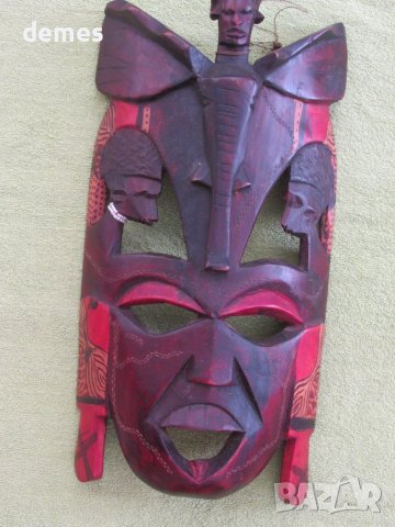 Голяма африканска маска на масай, Кения, снимка 6 - Антикварни и старинни предмети - 50855565
