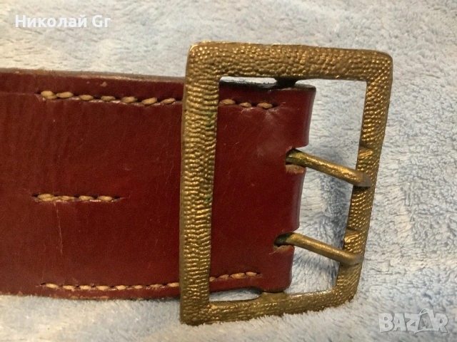 Български офицерски колан  времената социализма кожа отличен състояние, снимка 3 - Колани - 54012438