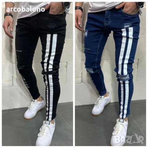 Мъжки модни протрити прилепнали дънки, 2цвята 