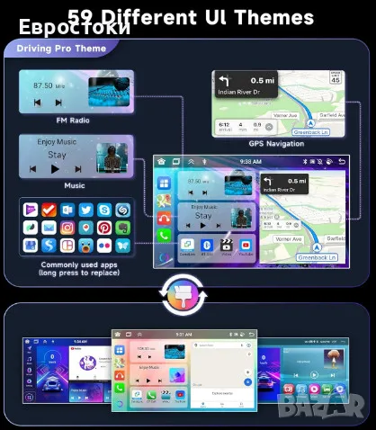 PODOFO универсална мултимедия за кола, Android 13, 2/64G, сензорен екран 7 инча, Carplay / Android C, снимка 5 - Аксесоари и консумативи - 49801482