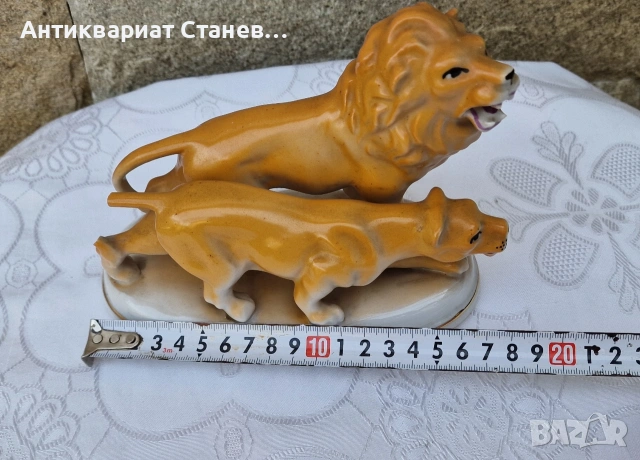 Българска порцеланова фигура- лъв и лъвица, снимка 11 - Декорация за дома - 53875233