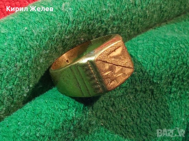 СТАР ПОЗЛАТЕН БРОНЗОВ ПРЪСТЕН ОРНАМЕНТИРАН РЪЧНО МАЙСТОРСКА АРТ ДЕКО ИЗРАБОТКА МАСИВЕН 6021, снимка 2 - Антикварни и старинни предмети - 33866949