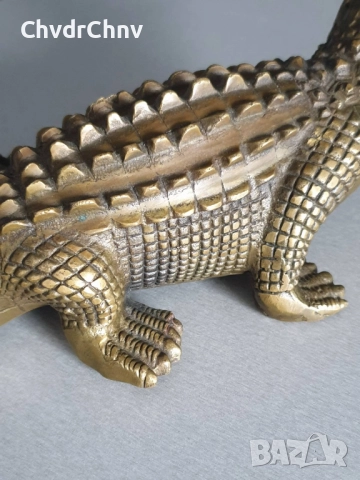 25см-3кг стара китайска статуетка/бронзова скулптура/малка фигура на крокодил-алигатор, снимка 8 - Статуетки - 52905730