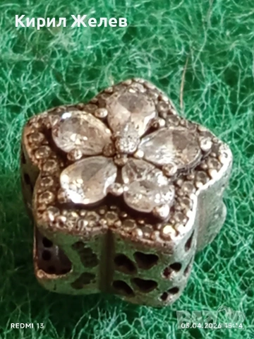 Сребърен талисман от PANDORA Красива като цвете с кристали 54517, снимка 5 - Колиета, медальони, синджири - 54079545