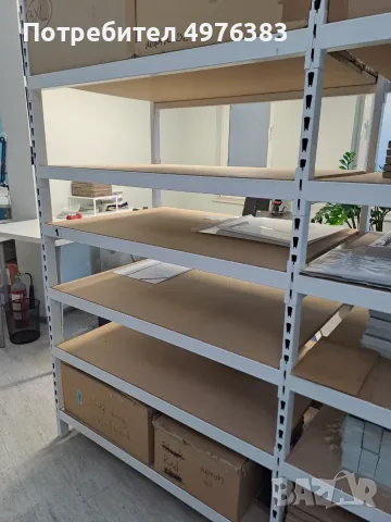 Mетални стелажи с МДФ рафтове 80х120хH250/360см - 3 секции