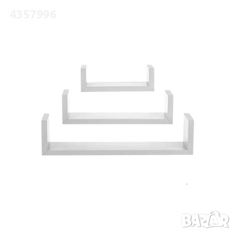 Комплект декоративни рафтове, За стена, 3бр., Бели , снимка 2 - Етажерки - 51998224