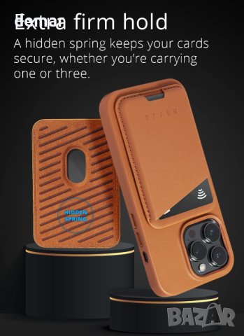 Изцяло кожен портфейл MagSafe Mujjo за iPhone Magsafe Wallet, Apple, снимка 7 - Калъфи, кейсове - 42092304