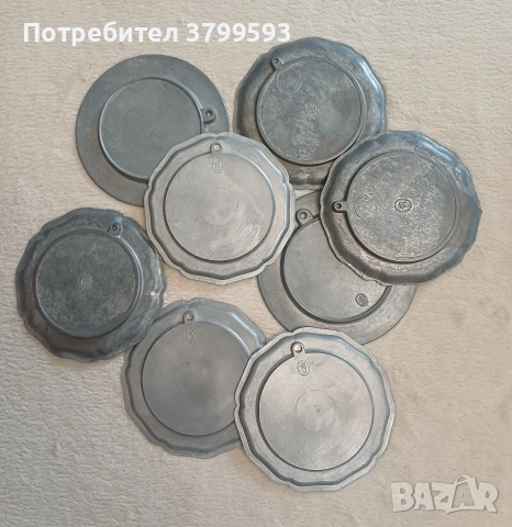 8 чинийки за стена калай и порцелан, снимка 2 - Антикварни и старинни предмети - 53228670