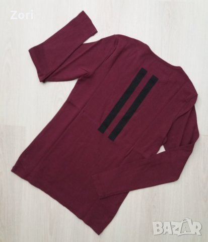 Блуза трико в бордо с щампа знак за пауза на гърба, снимка 2 - Тениски - 30767771